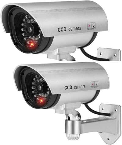 BW 2pcs 1100S Dummy Camera Silver Security CCTV Fake Camera