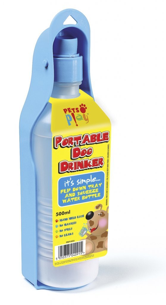 Pets at Play 500ml Portable Dog Drinker, Water Bottle - various colours