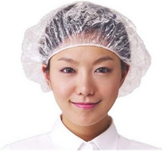 HiCat100 PCS Disposable Plastic Shower Caps, Waterproof Shower Cap, Elastic Clear Bath Hat For Spa, Hair Salon, Hotel and Home Use (Style 4)