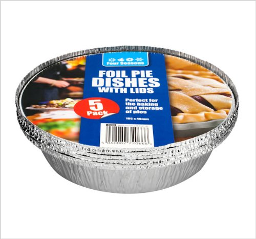2 x 4 Pack Silver Foil Baking Cooking Round Pie Dishes with Lid