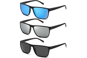 (3 PACK) Square Polarized Sunglasses for Men Women Vintage Style Driving Travel Sun Glasses UV Protection