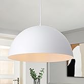 ASHUAQI 18 inch White Dome Pendant Light, Modern Farmhouse White Pendant Light, Large Pendant Lamp for Kitchen Island Dining 
