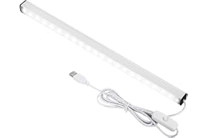 ASOKO USB Led Cabinet Light,12 Inch Plug-in Led Light Strip Bar, Cool White 6000k, Slim Undercounter Light for Kitchen/Cupboa