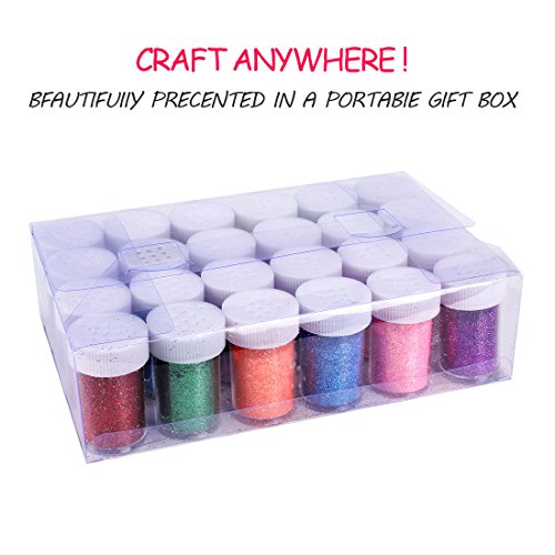 Glitter Shakers Wokaar DIY Crafts Ultra Fine Glitter Shake Set 24 Pack Assorted Colors for Arts, Crafts,Body, Face, Slime, Party Invitations, Holiday Crafts