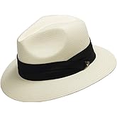 ULTRAFINO Monte Cristo Classic Fedora Straw Panama Hat Sun Wide Brim Lightweight Beach UPF50+ Men or Women
