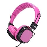 Kids Headphones with Microphone - Noot Products H4 Pink Wired On-Ear Headset for Girls Children Toddlers School Compatible with iPhone, iPad, iPod, Samsung, HTC, LG and all 3.5mm Devices