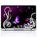 Meffort Inc 15 15.6 Inch Laptop Notebook Skin Sticker Cover Art Decal (Included 2 Wrist pad) - Purple Butterfly Design