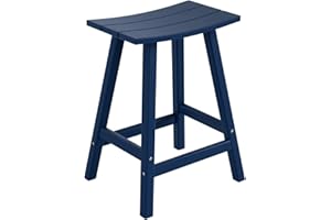 WO WESTIN OUTDOOR WO Home Furniture Saddle Stool 24"-Inch Adirondack HDPE Backless Patio Kitchen Counter Stool Seat (Navy Blue)