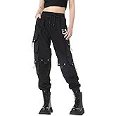 CLOAKA Cargo Pants Women Gothic Y2K High Waist Adjustable with Pockets Drawstring Street Techwear Jogger Sweatpants