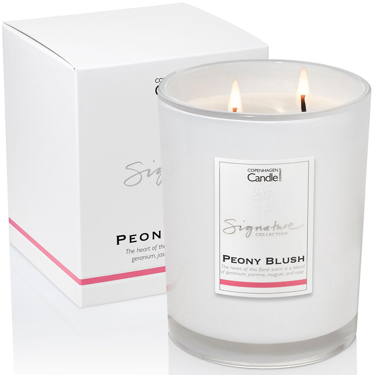Luxury Scented Candles Gifts for Women | Natural Wax Blend | 65 Hours Burn time | Hotel Collection | The Copenhagen Company - Peony Blush (21oz)