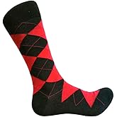Men's Red Argyle Dress socks,Red/Black