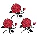 3 Pack Colorful Rose Iron On Patches for Backpacks, Hats, DIY Sew on Applique Patch, Vintage Embroidered Patches for Repair Clothes, Jackets, Jeans (Red)
