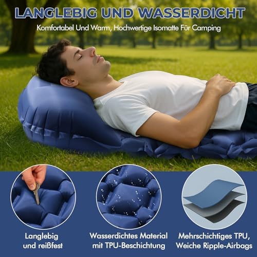 Camping Luftmatratze,Ultraleichte,195cm*60cm Mit Aufblasbarem