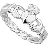Failte Sterling Silver Irish Claddagh Woven Band Ring for Women