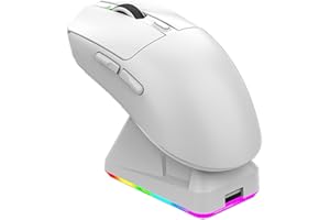 Asixxsix Lightweight Gaming Mouse, RGB Light 3 Mode Connection Wireless Gaming Mouse with 7 Customizable Buttons, Wired, 2.4G