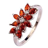 Psiroy Garnet Birthstone Cluster Vine Leaves Engagement Ring for Women (10)