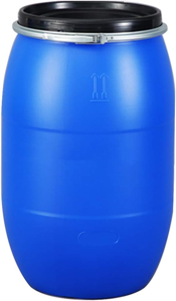 Open Barrel with Lid & Ring, Plastic Blue Open Top Keg Drum Barrel for Storage Food Grade Shipping Food Cooking