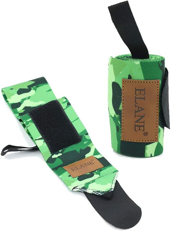 ELANE 2PCS/Pair Wrist Straps Support Braces Wraps for Powerlifting, Bodybuilding, Weight Lifting, Strength Training, Sports, One Size fits All Men& Women (Left and Right) (Camouflage Green) : Sports & Outdoors