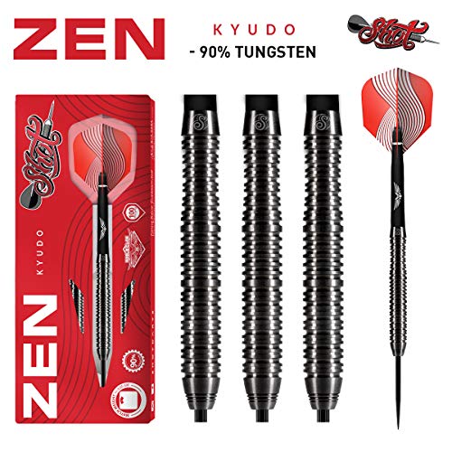 Shot! Darts Zen Kyudo-Steel Tip Dart Set-Center Weighted-90% Tungsten Barrels (24)