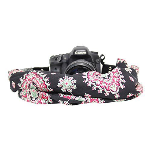 Luxury Scarf Camera Strap with Hidden Pocket~ Hold Your Phone, Keys, Cash and Spare Memory Card Right Where You Need Them! Quality USA Made (BlackBerry)