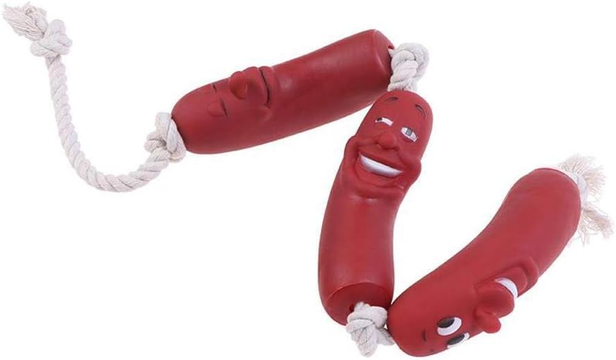 sausages on a rope dog toy