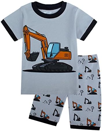 Big Boys Pajamas Truck Kids Pjs Shorts Set 100% Cotton Toddler Sleepwears for 6T Gray