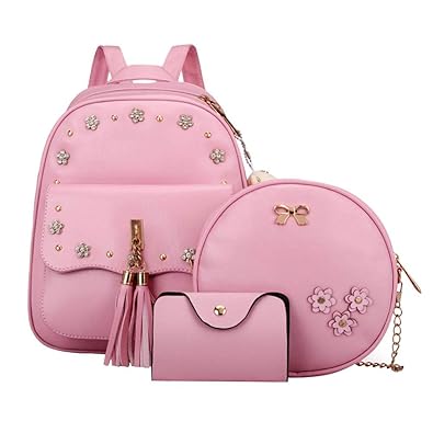 asiproper 3pcs/set Fashion Women Flower Print Chain Shoulder Bags Backpack Preppy Style Card Bag Casual Accessories