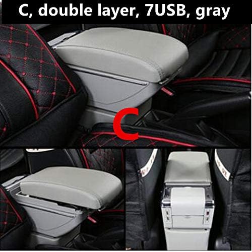 XXNHLLHKA For Ford Fiesta 2009 2017 2010 2011 2012 2013 2014 2015 2016, Center Centre Console Storage Box Armrest Arm Rest Rotatable