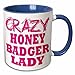3dRose mug_175109_6 Crazy Honey Badger Lady Two Tone Mug, Blue, 11 oz