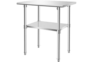 Hasopy Stainless Steel Work Table 30×24 inch,Heavy Duty Food Prep Metal Table with Adjustable UnderShelf, Commercial Worktable for Home Kitchen Restaurant Garage Warehouse Outdoor