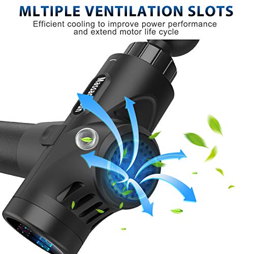 Massage Gun with Carrying Case -HENSUN Professional Handheld Deep Tissue Muscle Massager for Athletes- 20 Speed Strength Levels for Muscle Soreness Relieves(Black)