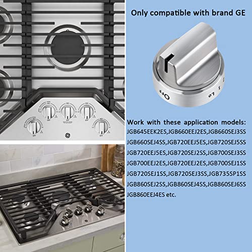 WB03X24818 GE Stove Knobs Stainless Steel Look Plastic Range Burner