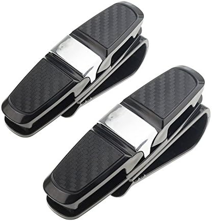 JIIKER Car Glasses Holder Double Sunglasses Holder Clip Hanger Eyeglasses Mount for Car Sun Visor(2 Pack)(Black) (Black)