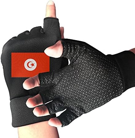 MIPU SHANGMAO Tunisia Flag Half Finger Fingerless Gloves Bike Weightlifting Shooting Gloves Gym Weight Gloves