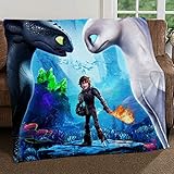 SMLBOO How to Train Dragon 3 The Hidden World Fleece Blanket Made Extra Large Size 60 x 80 INCH
