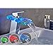 ROVATE Bathroom Sink LED Glass Faucet, RBG 3 Colors Changing Light Waterfall Spout Single Hand Single Hole Mixe Tap/Faucet Deck Mount on Sink, Polished Chrome