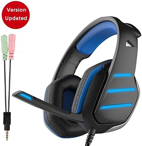 Daping Gaming Headset PS4 Dolby Surround 7.1, Bass Over-Ear Headphones with Mic Noise Isolating, Sports Performance Ear Pads, Rotating Ear Cups, 3.5 Jack LED Lights for Laptop, PC, Mac, Smartphone