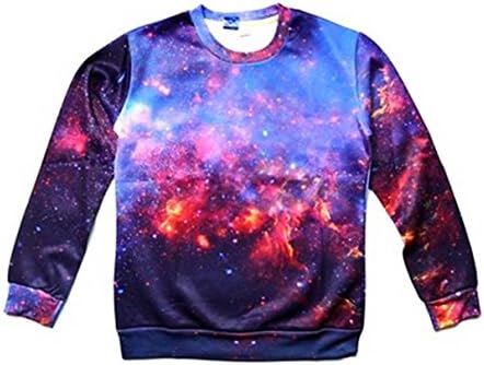 Unisex Sweater Galaxy Nebula Universe Neon Pullover Sweatshirt T Shirts Blue (S)