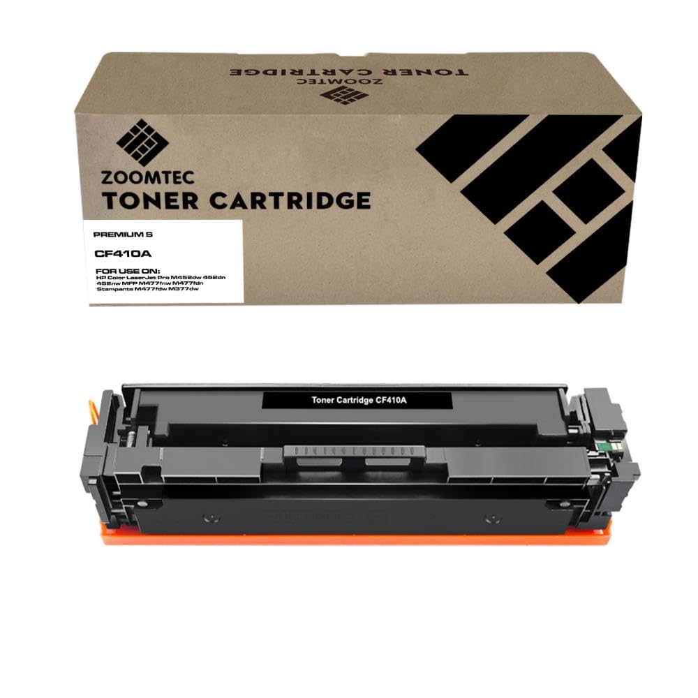 ZOOMTEC Compatible 410A CF410A Toner Cartridge Work for HP Color Laserjet Pro MFP M477FDW MFP M477FDN MFP M477FNW HP Color Laserjet Pro M452DN M452DW M452NW Printers (Black)