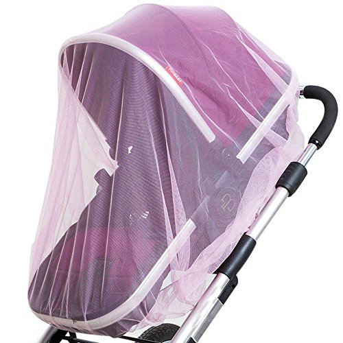 Baby Stroller Mosquito Bug Net Insect Netting Cover 59" Large Size for Pram, Buggy, Infant Carriers, Car Seats, Cradles, Cribs, Bassinets, Playpens, Baby Stroller Bed Full Mesh Cover (Pink) - Thumbnail 6
