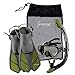 Seavenger Diving Dry Top Snorkel Set with Trek Fin, Single Lens Mask and Gear Bag, L/XL - Size 9 to 13, Gray/Black Silicon/Green