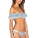 Tempt Me BlueTwo Piece Off The Shoulder Bikini Sets Ruffle Sexy Top with Low Waisted Bottom Bathing Suits for Women L