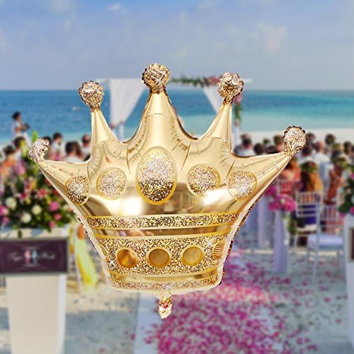 Jspoir Melodiz 40 inch Toys crown helium balloon princess crown foil balloons for happy birthday wedding party baby decoration Princess Kids 1pcGold