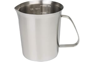 GRSPEHS Measuring Cup, Stainless Steel Measuring Cup (16 Ounce/ 0.5 Liter- 2 Cup), Milk Frothing Pitcher, Steaming Pitcher, Milk Frothing Cup Jug with Marking with Handle for Espresso Machines, Latte Art