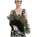 JaosWish Peacock Black Feather Dance Fan Decorative Vintage Flapper Accessories for Roaring 20s Gatsby Party Prom