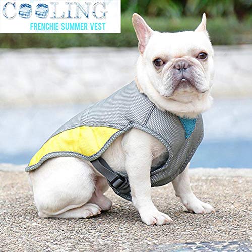 Hifrenchies Cooling Vest Harness for Dogs French Bulldog Summer Cooling Vest Outdoor Dog Jacket Safety Reflective Vest Cooler Jacket Sun-Proof Pet Coat Vest for frenchie(L)