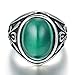 BOHO Jewelry Mens Vintage Stainless Steel Emerald Green Ring Black Silver