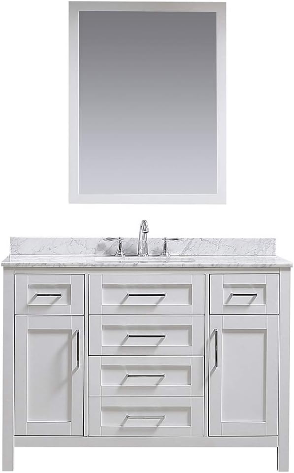 Ove Decors White Maya 48 Single Sink Vanity with Carrara