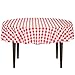 LTC LINENS 70 Inch Red and White Checkered Tablecloth Round - Red Gingham Table Cloth - Stain Resistant, Washable Fabric Plaid Table Cover Small for Picnic, Party