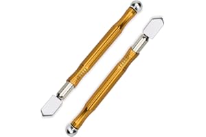 Bestgle 2 Pcs Glass Cutter Kit, Professional Tungsten Carbide Glass Cutter Tool Non-Slip Metal Handle DIY Cutting Tools for M